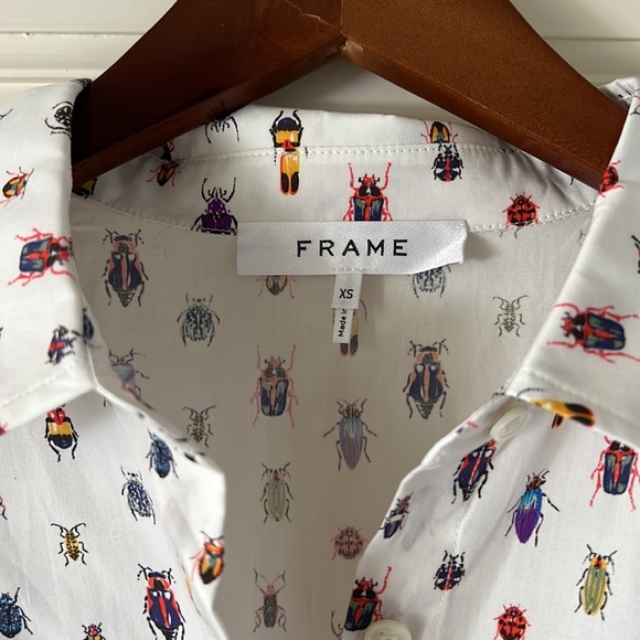 Frame Cropped Blouse Bug Pattern Size XS NWT - Picture 4 of 6